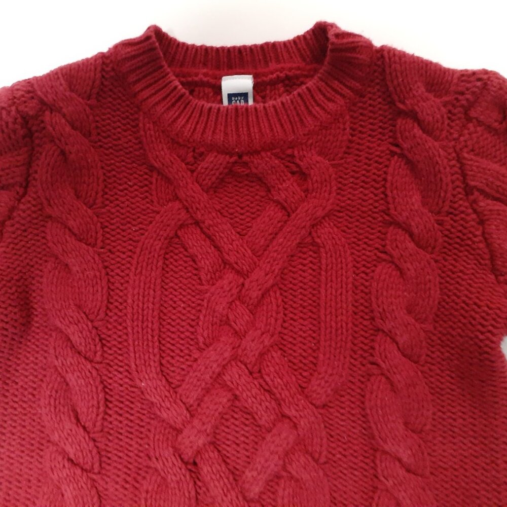 Gap Boys Sweater Red Holiday Christmas Cable Knit 12-18 Months